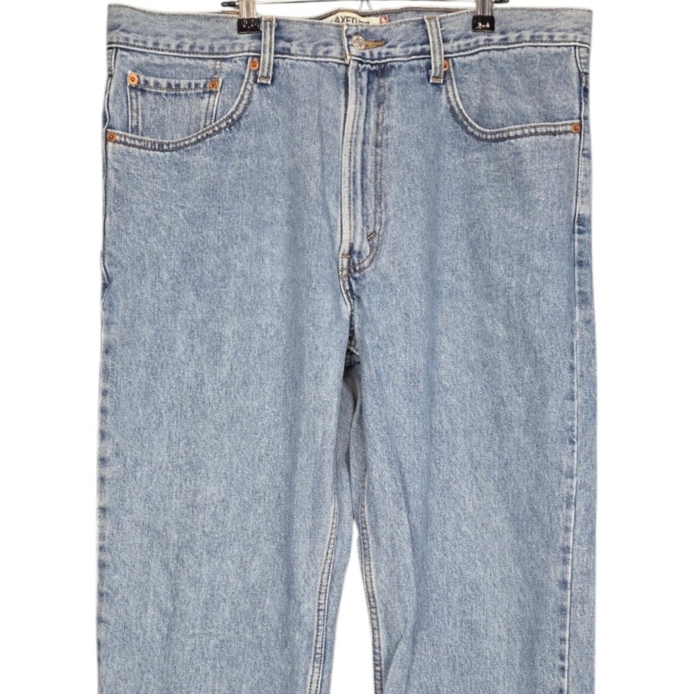 Levis 550 Relaxed Fit Jeans Men 38x34 Light Wash Blue Tapered Denim Cotton Zip